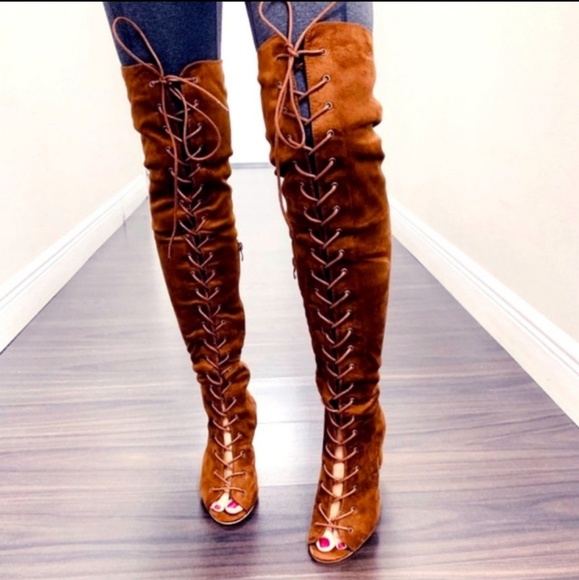 Betani Shoes - Betani 💋Thigh High Laced Suede Boots - Last Pair
